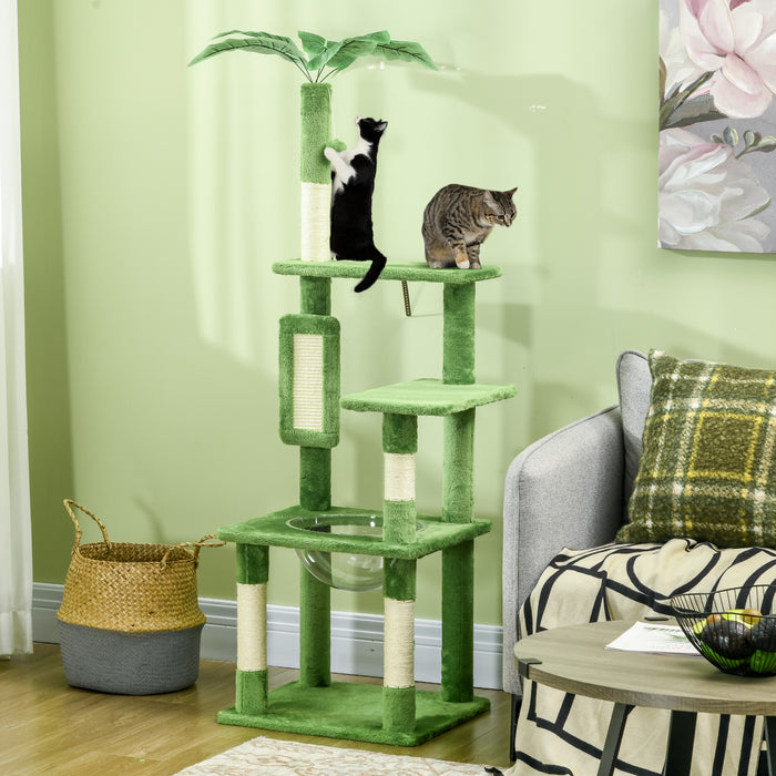 Cat Tree Tower 142cm - Multi-Level Climbing & Scratching Post with Hammock, Toy Ball, Platforms - Ideal for Playful Cats and Kittens to Exercise and Relax