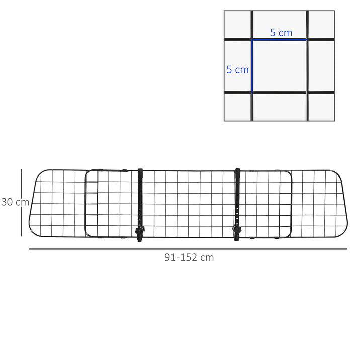 Heavy Duty Pet Dog Car Barrier in Black - Secure Vehicle Safety Mesh Partition for Travelling with Dogs - Keeps Pets Safe and Distracted Driving at Bay