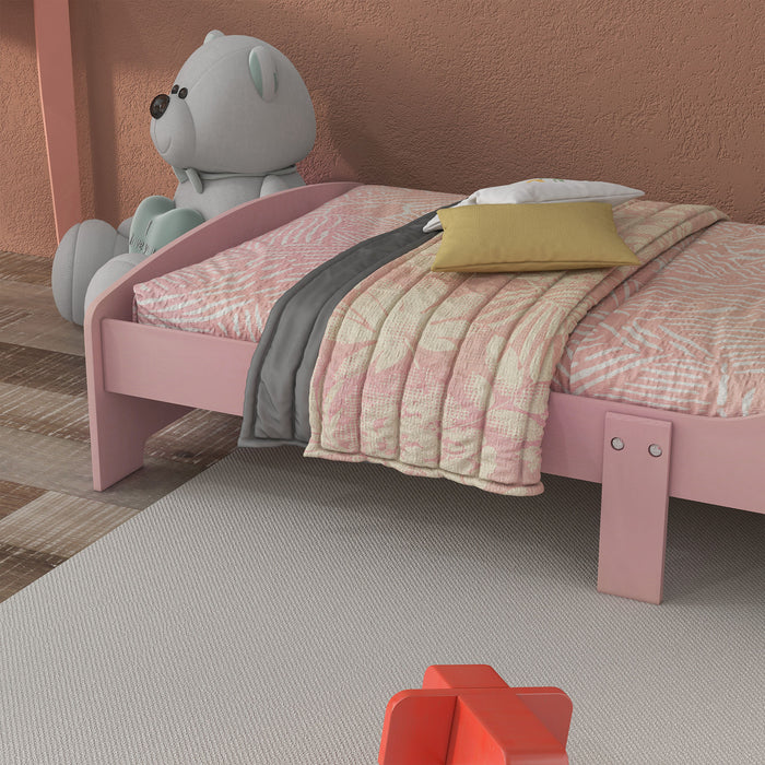 Kids Bedroom Furniture - Toddler Bed Frame Suitable for Ages 3-6 Years - Charming Pink Color for Young Children's Room