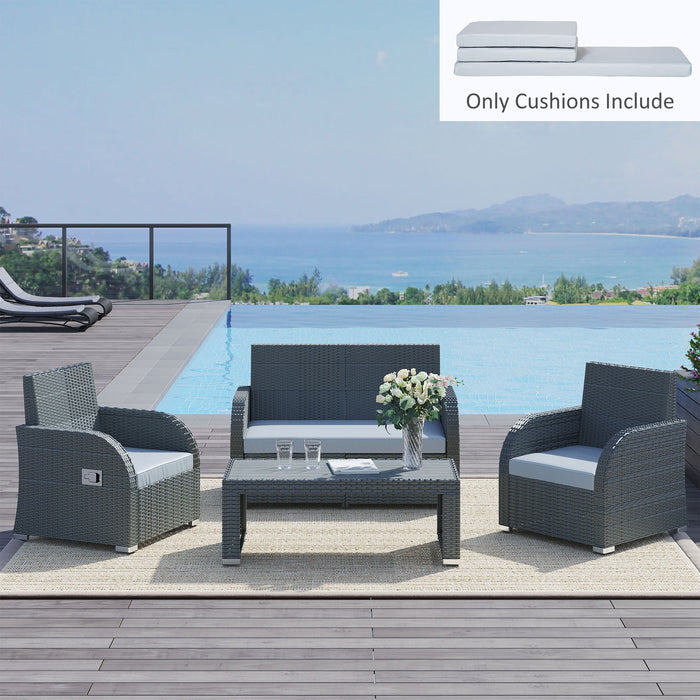 Outdoor Rattan Furniture Seat Cushions 3-Pack - Weather-Resistant Grey Garden Chair Pads - Comfort Upgrade for Patio and Deck Seating