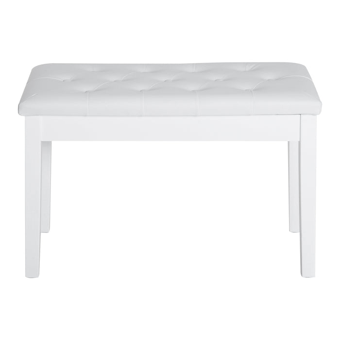 Faux Leather Piano Stool with Storage - Elegant White Makeup Dressing Bench for Bedroom - Space-Saving Table Seat for Musicians and Beauty Routine