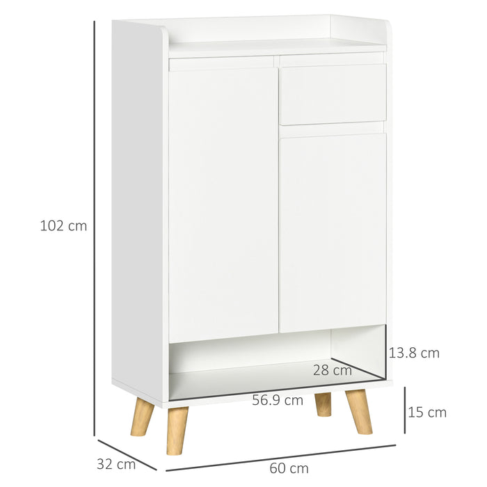 Modern White Sideboard - 2 Door Cupboard & Drawer with Bottom Shelf Storage Cabinet - Elegant Organization for Living Room or Hallway