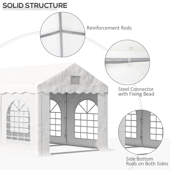 6x3m Party Gazebo with 4 Walls - Canopy Tent with Removable Sides and Windows - Ideal for Outdoor Gatherings and Events, White