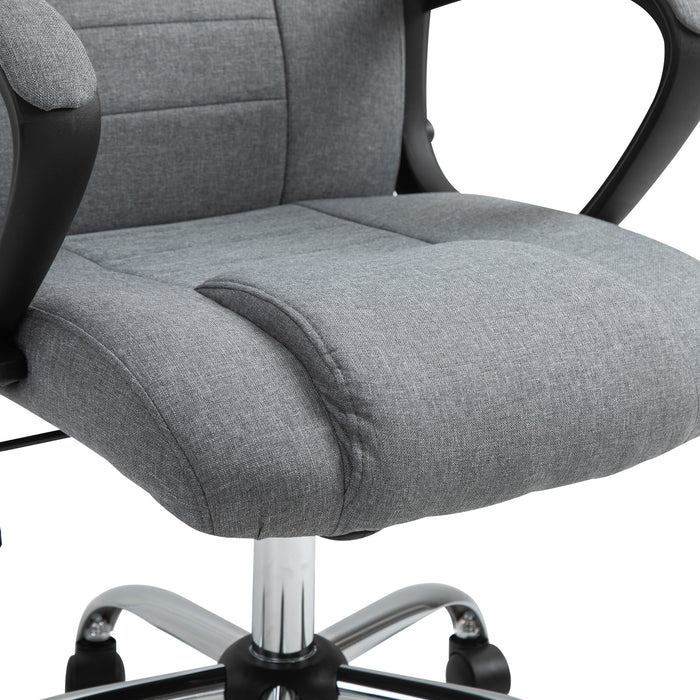 Ergonomic High-Back Swivel Chair - Adjustable Height, Tilt Function, Linen Upholstery in Deep Grey - Ideal for Office Comfort and Style