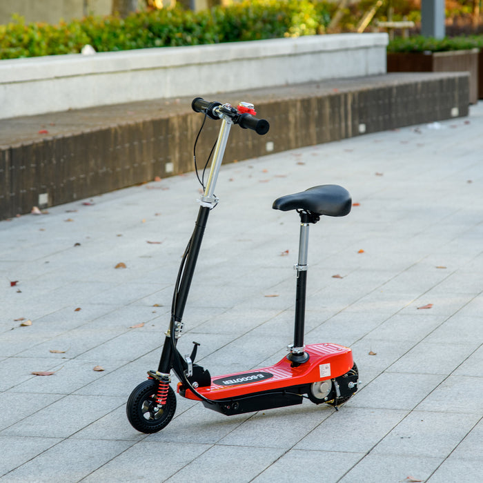 Folding Electric Scooter with Steel Frame & Warning Bell - Kid-Friendly E-Scooter, 15 km/h Top Speed, Red - Ideal for Ages 4 to 14