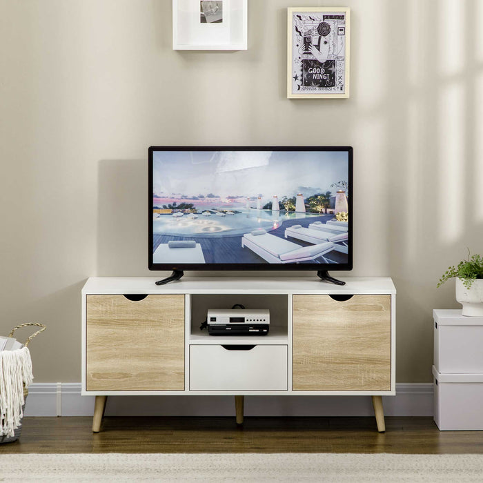 Entertainment Center with Storage Drawer - TV Stand Cabinet for Up to 50 Inch TVs - Ideal for Living Room and Bedroom Organization