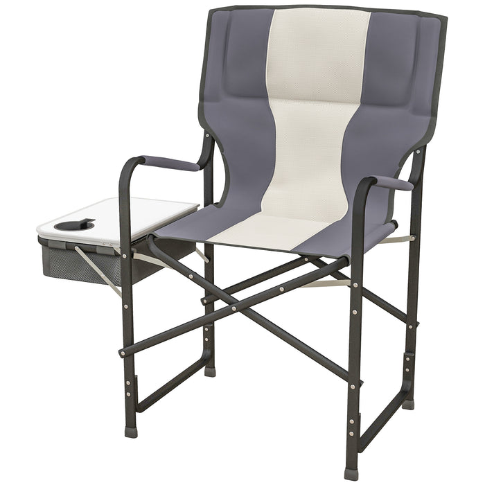 Aluminium Directors Chair - Portable Folding Chair with Side Table, Cup Holder & Cooler Bag for Campers - Outdoor Seating Solution with Storage for Adults