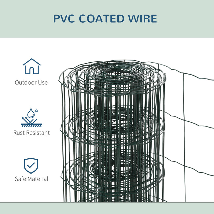 Foldable PVC-Coated Chicken Wire Mesh - 61x1000cm Welded Garden Fence Roll for Poultry Netting - Perfect Barrier for Rabbits and Small Animals