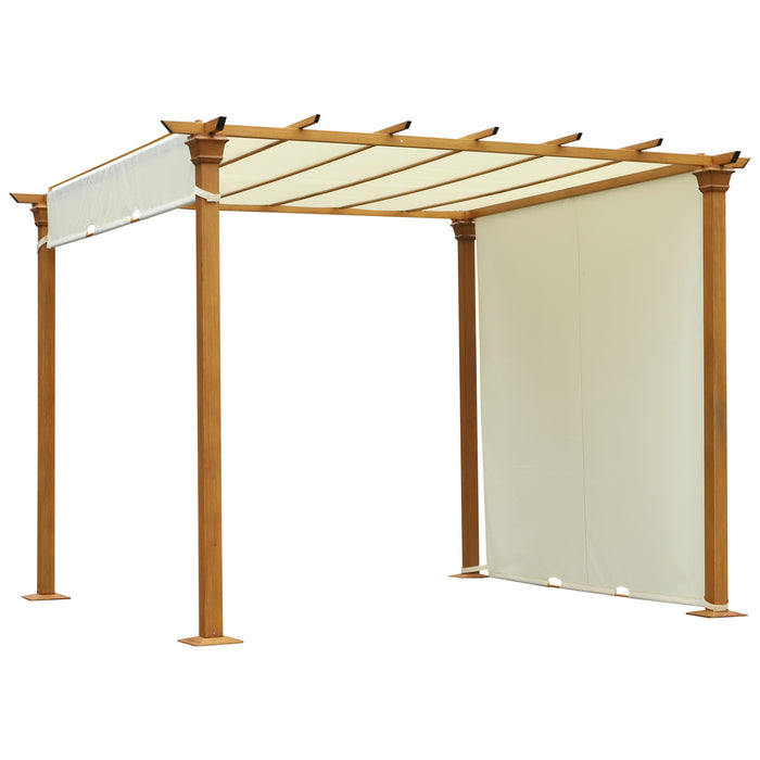 3m x 3m Retractable Pergola Gazebo - Adjustable Canopy Sun Shade Shelter, Beige Color - Perfect for Garden and Patio Relaxation