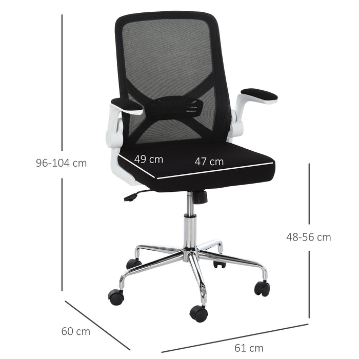 Ergonomic Mesh Swivel Office Chair with Flip-Up Arms - Adjustable High-Back Design with Lumbar Support for Home or Office - Ideal for Comfortable All-Day Seating and Productivity