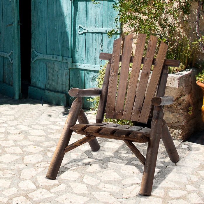 Ergonomic Wooden Adirondack Chair - Durable Fir Wood Patio Lounger with Carbonized Finish - Ideal for Garden Relaxation & Outdoor Comfort