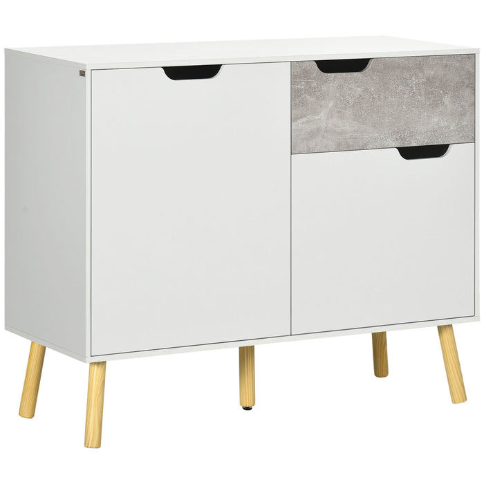 Modern Light Grey Sideboard - Storage Cabinet with Drawer & 2 Doors for Home Organization - Ideal for Bedroom, Living Room, or Hallway Spaces