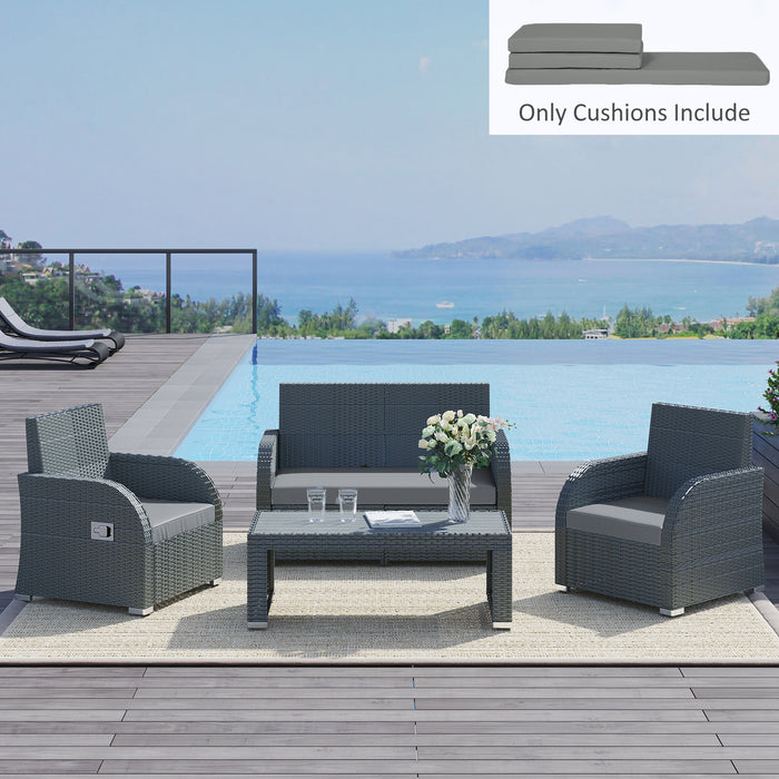 Outdoor Rattan Chair Cushions - Set of 3 Weather-Resistant Seat Pads, Dark Grey - Ideal Comfort for Garden and Patio Furniture