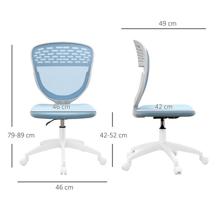 Armless Mesh Desk Chair - Height Adjustable with Swivel Casters, Breathable Back - Ideal for Home Offices and Conference Rooms