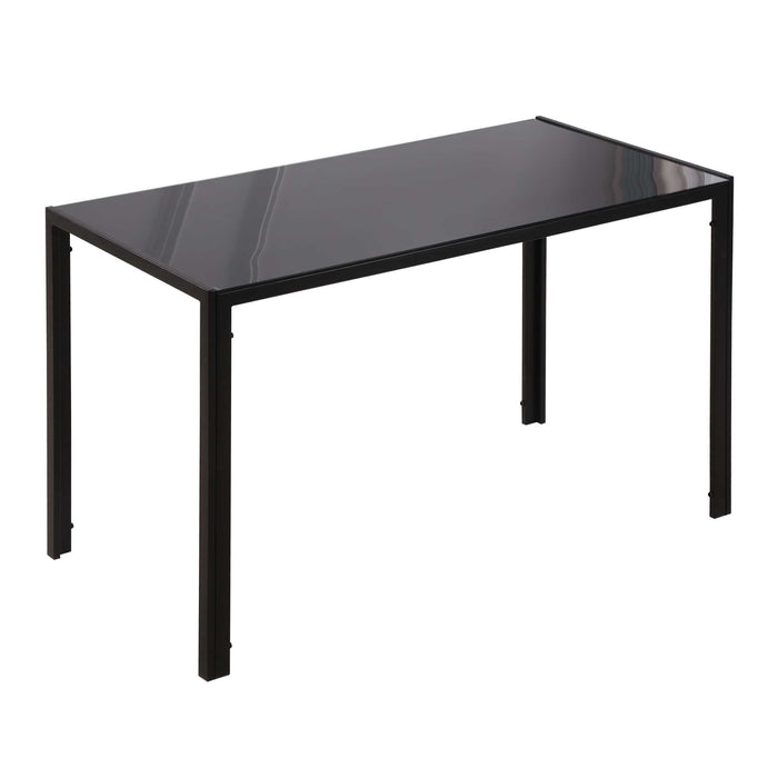 Tempered Glass Rectangular Dining Table for Four - Sleek Metal-Legged Table for Dining and Living Spaces - Ideal for Intimate Meals & Home Decor