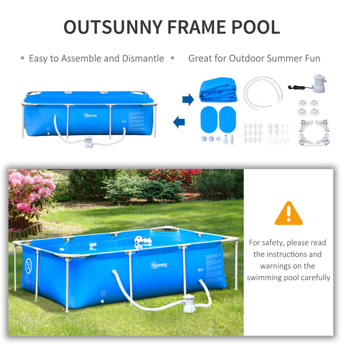 Above Ground Steel Frame Pool Set - Rust-Resistant Structure with Filter Pump & Cartridge, Reinforced Sidewalls, 252x152x65 cm in Blue - Ideal for Family Outdoor Swimming and Fun