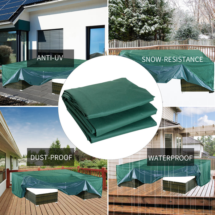 UV Rain Protective Cover for Rattan Furniture - Outdoor Garden Rectangular Table, Chair, and Sofa Shelter - Waterproof and Durable 222x155x67cm, Green