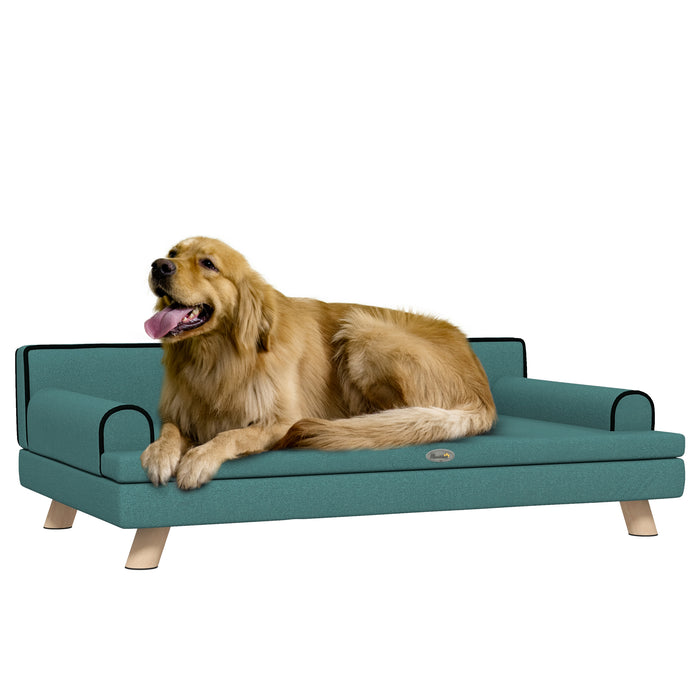 Pet Chair Bed with Elevated Legs - Water-Resistant Fabric Dog Sofa in Green, Large & Medium Sizes, 100x62x32 cm - Comfortable Resting Spot for Your Canine Friend