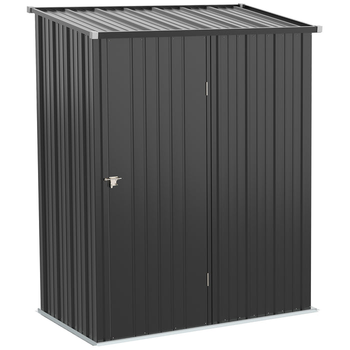 Outdoor Metal Storage Shed 5.3ft x 3.1ft - Charcoal Grey Garden Unit with Single Door - Ideal for Patio, Lawn, and Backyard Organization