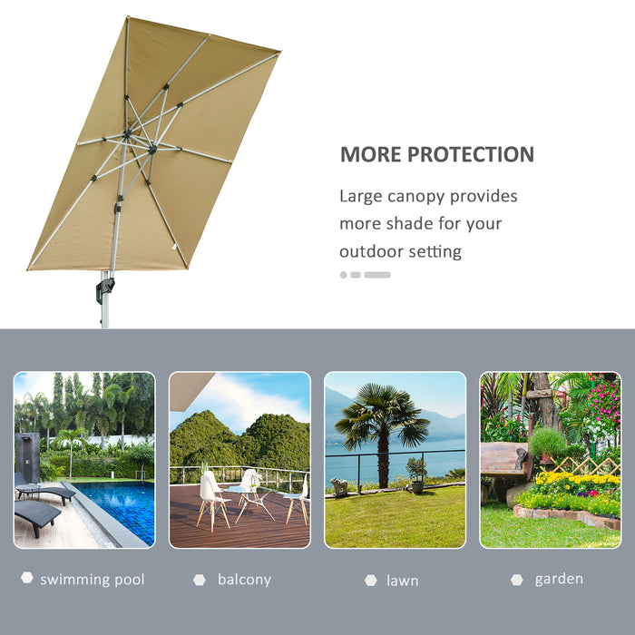 Cantilever Roma Parasol - 3x3m Aluminum Frame, Crank & Tilt, 360° Rotating, 250g Polyester Garden Umbrella with Cross Base - Ideal SunShade for Outdoor Comfort, Beige