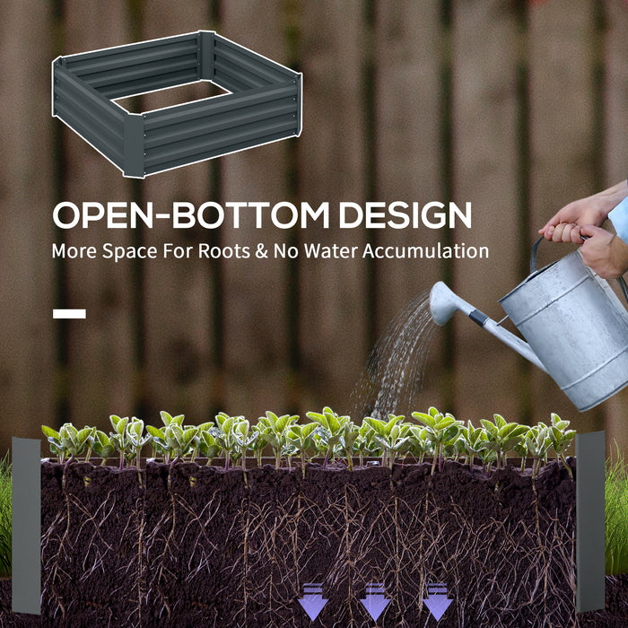 291L Raised Garden Bed Twin-Pack - Elevated Galvanised Planter Box for Flowers and Herbs, 100x100x30cm, Dark Grey - Ideal for Urban Gardeners & Small Outdoor Spaces