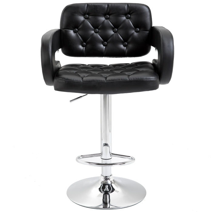 PU Leather Swivel Bar Stool - Height Adjustable with Back, Armrest, and Footrest - Elegant Seating for Kitchen and Bar Areas