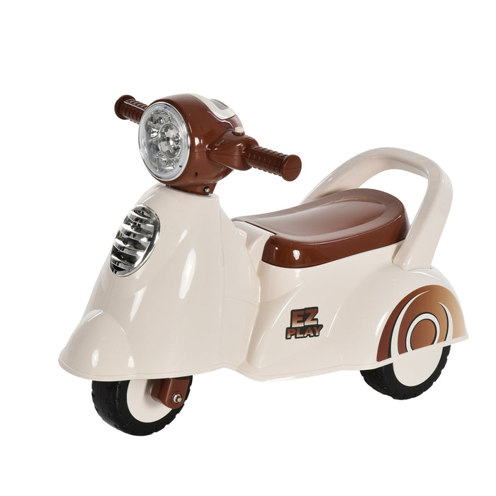 Toddlers' Melody Adventure Tricycle - Musical & Durable Plastic Push Trike in White/Brown - Perfect Ride for Young Children to Explore Sounds and Movement