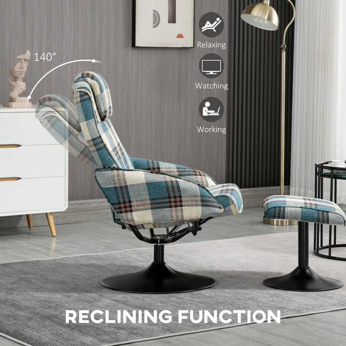 Swivel Armchair and Matching Footstool - Adjustable Backrest Recliner Chair for Relaxation - Perfect for Living Room and Bedroom Comfort