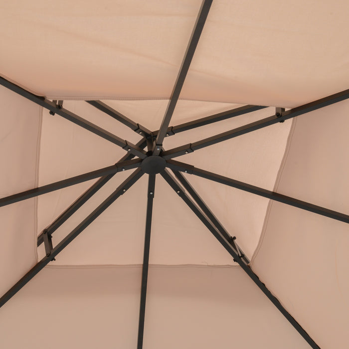 Double Tier Gazebo Canopy Replacement - 3x3m Deep Beige Pavilion Roof Cover - Ideal for Outdoor Shelter and Patio Upgrade