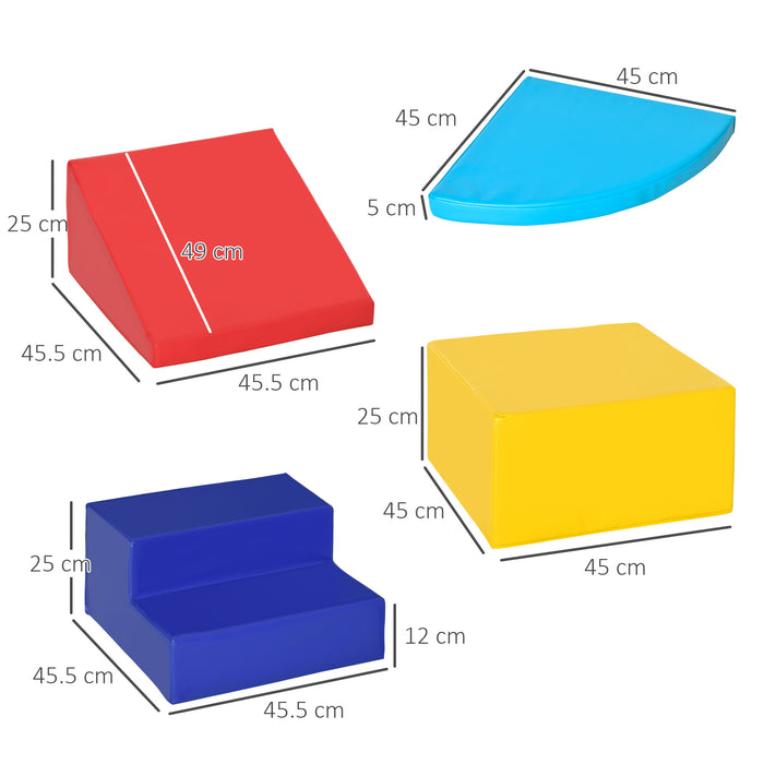 Soft Play 4-Piece Set - Climb & Crawl Foam Playset: Stairs and Ramp for Toddlers - Colorful, Educational Activities for Babies and Preschoolers