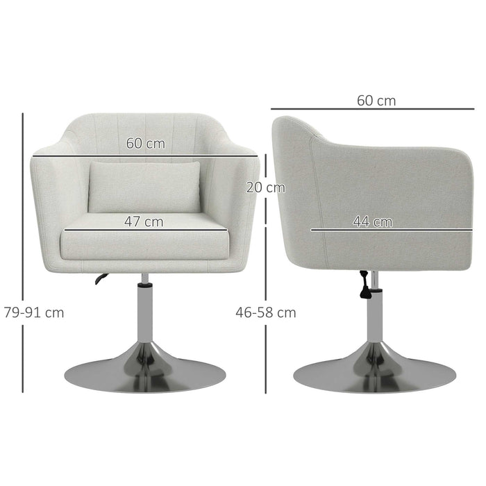 Modern Swivel Accent Chair - Height Adjustable with Cushioned Pillow, Cream White - Ideal for Living Room or Bedroom Comfort