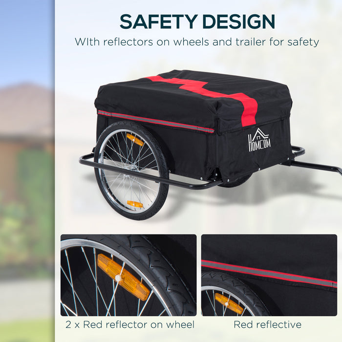 Bike Cargo Trailer with Durable Removable Cover - Versatile Red & Black Design for Transporting Goods - Ideal for Cyclists and Outdoor Enthusiasts