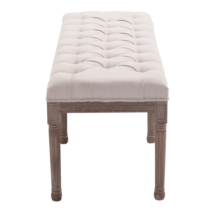 Chic Button-Tufted Chaise Lounge - Elegant Fabric Upholstered Bench with Wooden Legs - Comfortable Seating for Hallways, Windows, Bedroom Decor