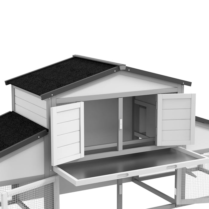 Outdoor Bunny House with Spacious Run - Large Rabbit Hutch, Easy-Clean Tray, Access Ramp - Ideal for Pet Rabbits and Small Animals