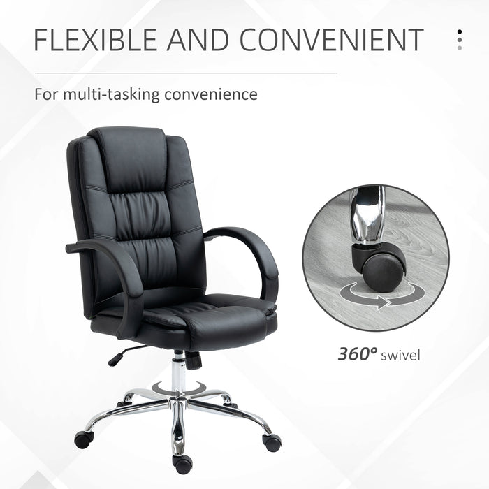 Ergonomic High Back Swivel Chair - PU Leather Executive Seat with Adjustable Tilt & Height, Padded Armrests - Comfortable Office Furniture for Professionals