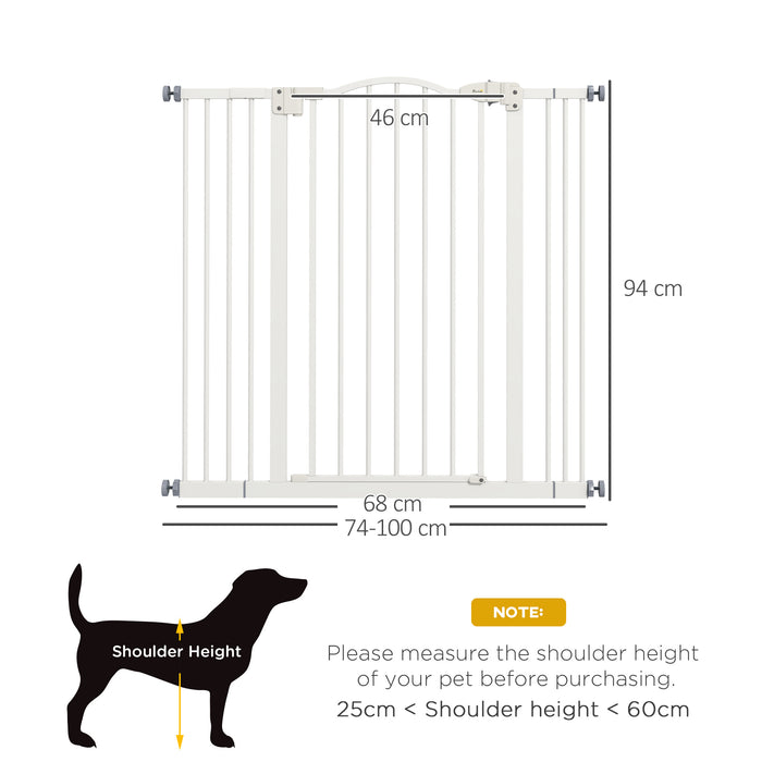 Folding Metal Pet Safety Gate - Sturdy Dog Barrier in White - Ideal for Home Pet Containment and Protection