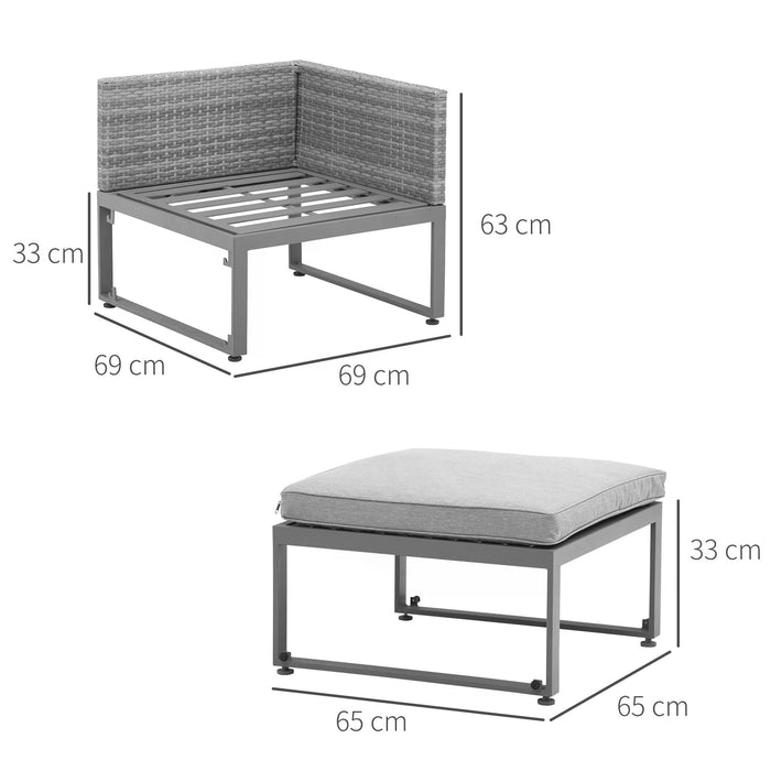 2 Seater Rattan Wicker Sofa Set with Adjustable Coffee Table - Outdoor Garden Patio Lounge Furniture, Grey - Ideal for Conversational Seating & Relaxation