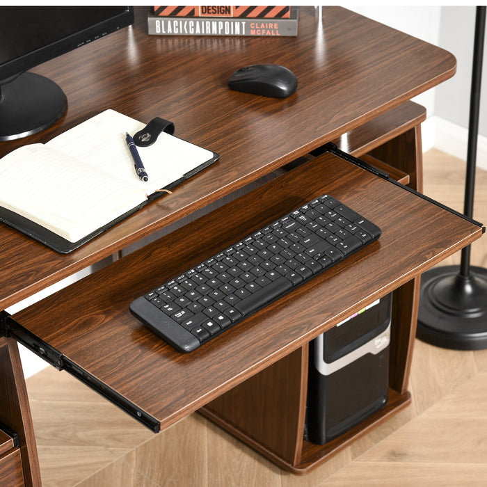 Ergonomic Computer Workstation - Desk with Keyboard Tray, CPU Shelf, Sliding Scanner Panel, and Storage Drawers - Ideal for Home Office, Gaming, and Study Spaces