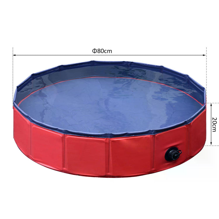 Foldable Dog Pool, 80cm Wide - Durable Pet Paddling Pool in Red - Perfect for Dogs to Cool Off in Summer Heat