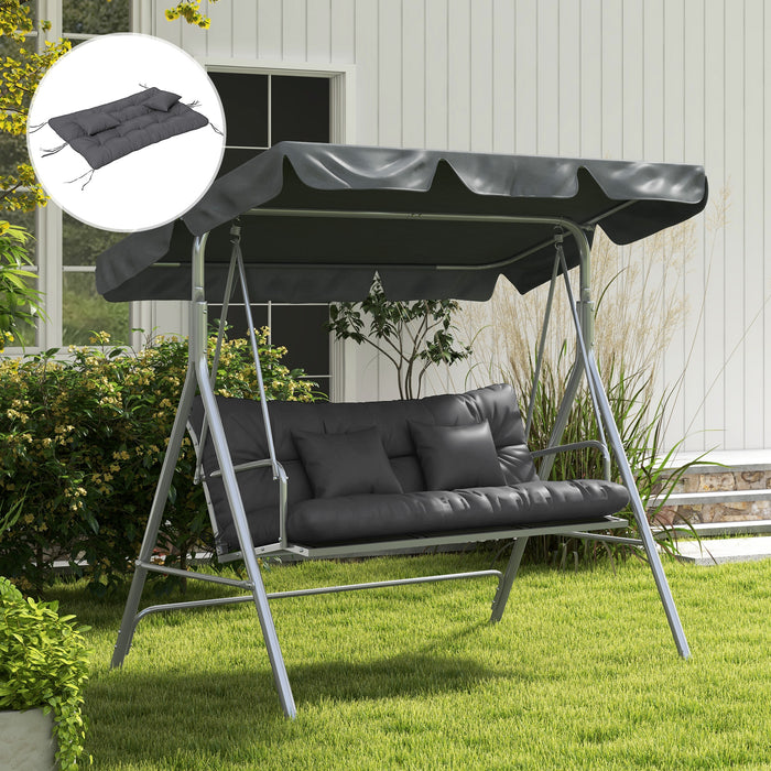 Patio Cushion Set with Pillows - 4-Piece Tie-On Charcoal Grey Back and Seat Cushions - Comfort Upgrade for Outdoor Chairs