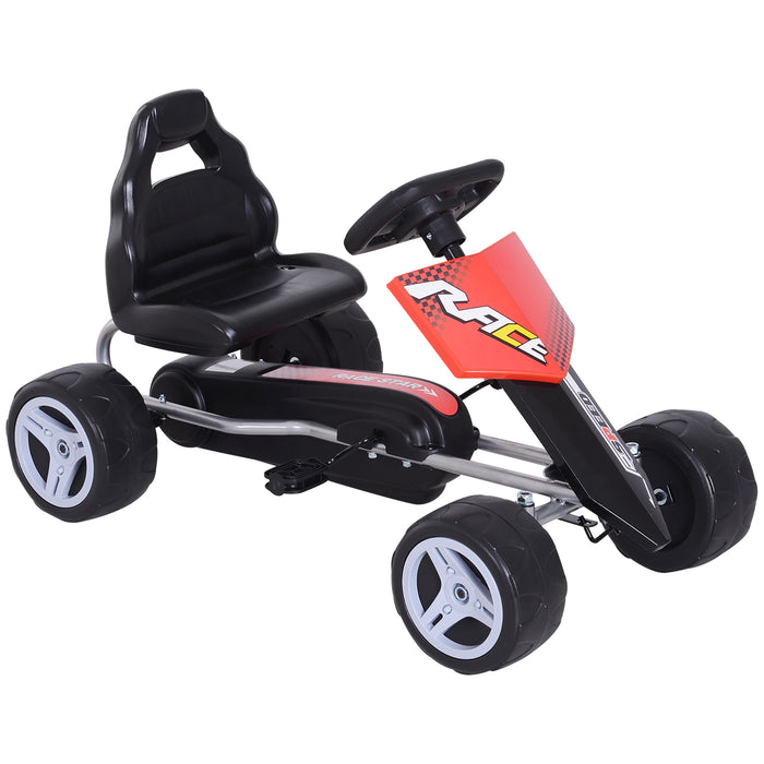 Red & Black Children's Pedal Go Kart - Durable Ride-On Car for Outdoor Fun - Ideal for Kids Aged 3-8 Years
