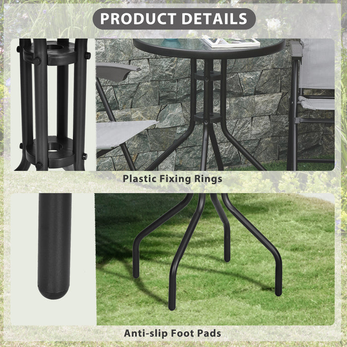 Round Tempered Glass Garden Table - Φ60×70H cm, Durable Metal Frame - Ideal for Patio & Outdoor Dining Spaces