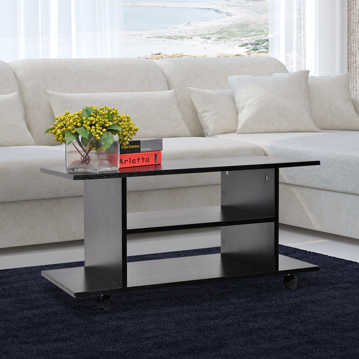 TV Stand with Multiple Shelves - Sleek Black Finish - Ideal Storage Solution for Entertainment Systems and Media Devices