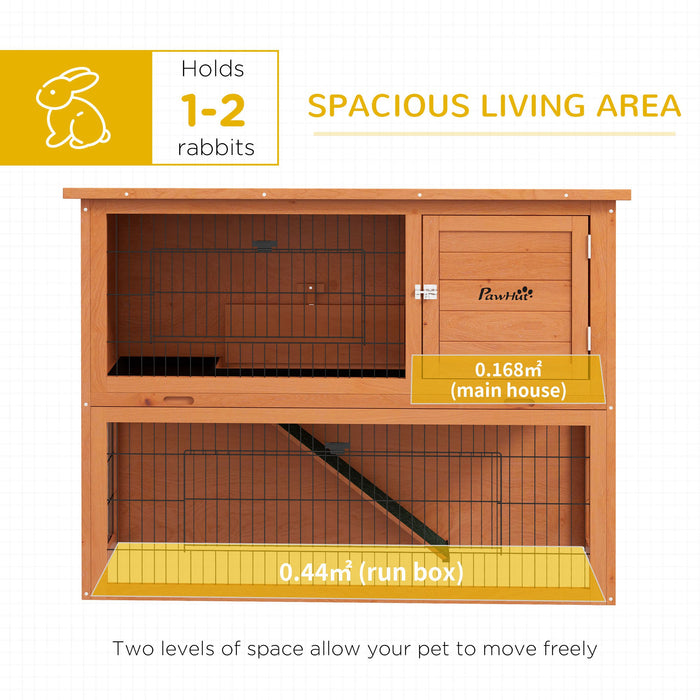 Antiseptic Wooden Rabbit Hutch with Spacious 2-Tier Design - Safe Outdoor Shelter and Run for Small Animals, 92cm - Ideal Home for Pet Rabbits and Small Pets, Vibrant Orange