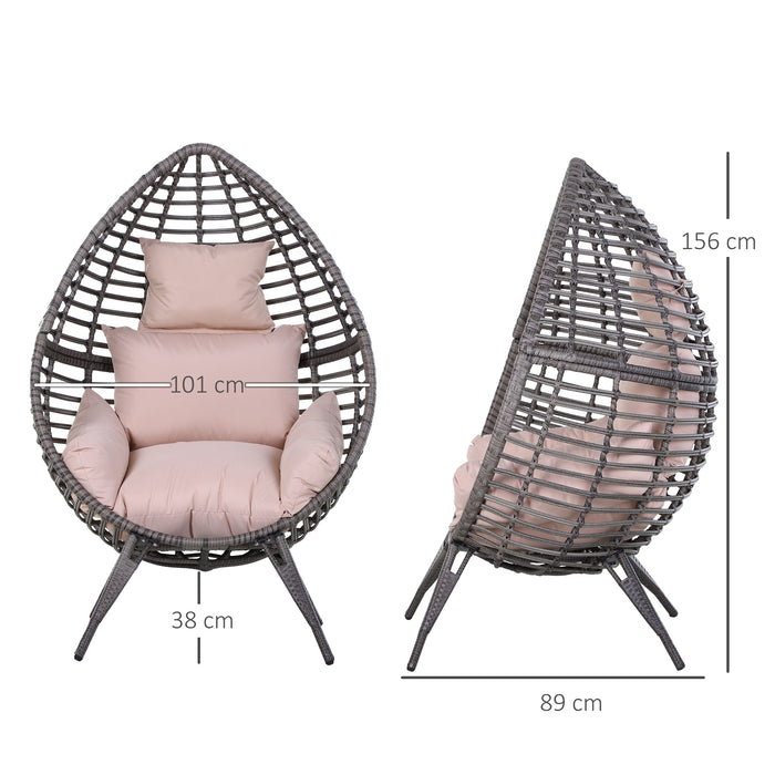 Elegant Rattan Teardrop Egg Chair with Plush Cushion - Wicker Weave Design for Indoor/Outdoor Use - Perfect Comfortable Nook for Relaxation