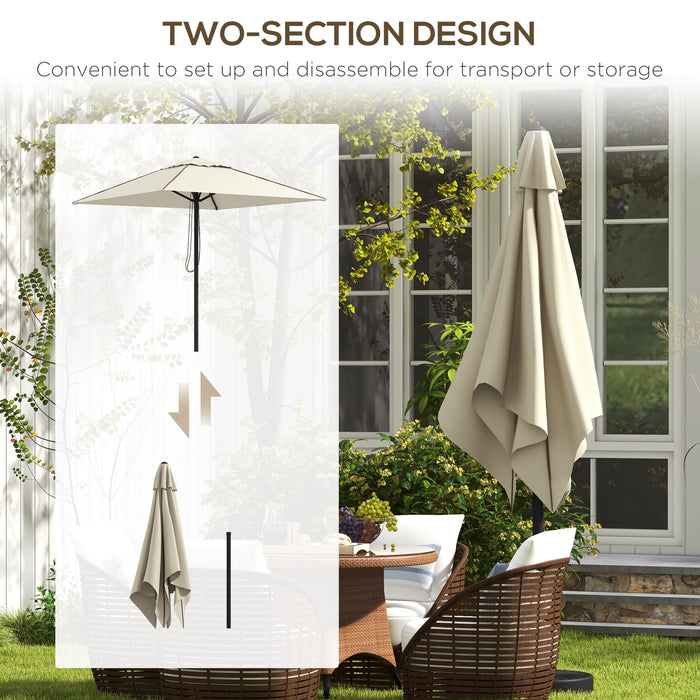 Patio Parasol Sun Shade Umbrella with Air Vent - Beige Market Umbrella with Piping Edge for Outdoor Table - UV Protection and Wind-Resistant Canopy for Garden and Backyard