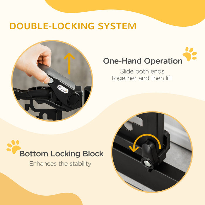 Pet Safety Gate Barrier 74-80 cm - Pressure-Mounted Auto-Close & Double Locking Feature for Doorways, Stairways, Hallways - Secure Spaces for Babies & Pets, Black