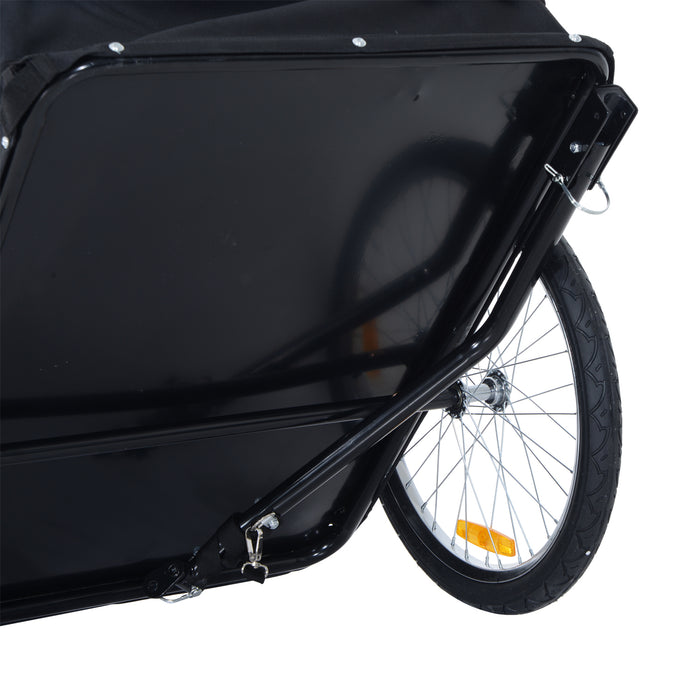 Bike Trailer Cargo Carrier - Foldable Steel Frame with Removable Cover, Bicycle Storage Hitch - Ideal for Extra Storage Needs on the Go