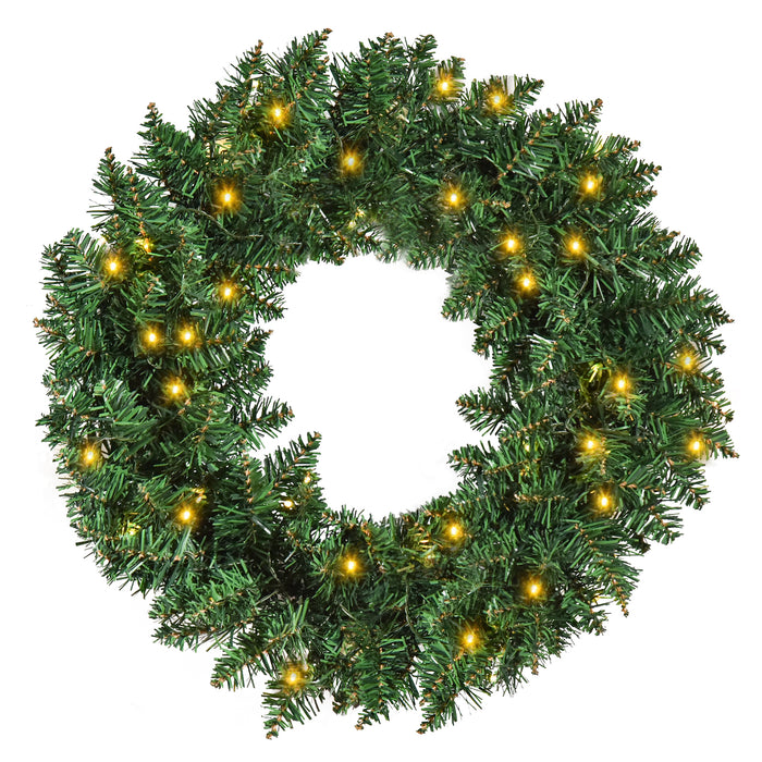 Holiday Elegance Wreath - 50 Sparkling LED Lights Christmas Decor - Perfect Front Door Accessory for Seasonal Charm