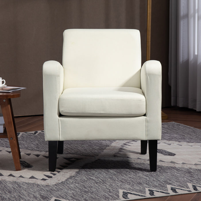 Modern Cream White Accent Chair - Stylish Occasional Seating with Durable Rubber Wood Legs - Perfect for Living Room and Bedroom Comfort